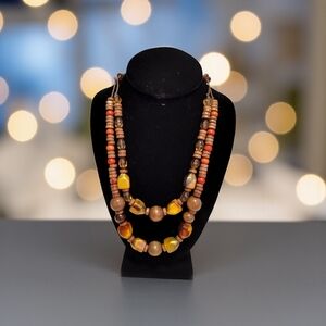 10/ $10 Brown and Orange Beaded Necklace
